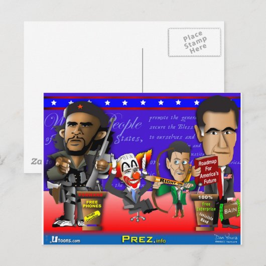 Obama Biden Romney Ryan Briefkaart (Voorkant / Achterkant)