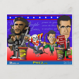 Obama Biden Romney Ryan Briefkaart