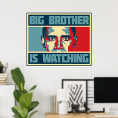 Obama Big Brother kijkt naar Poster (Thuiskantoor)