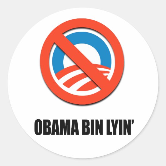 Obama bin lyin' ronde sticker (Voorkant)