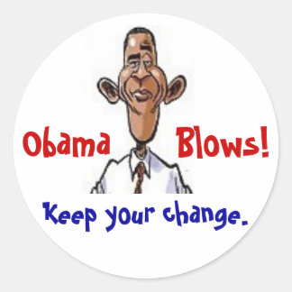Obama blaast! ronde sticker