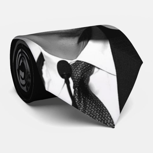 Obama Black/White Stropdas - Gepersonaliseerd (Opgerold)