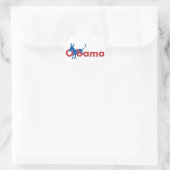 Obama Blauwe Ezel - witte omtrek Ronde Sticker (Tas)