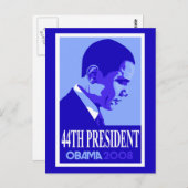 Obama Blue 44th President Briefkaart (Voorkant / Achterkant)