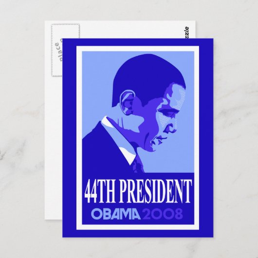 Obama Blue 44th President Briefkaart (Voorkant / Achterkant)