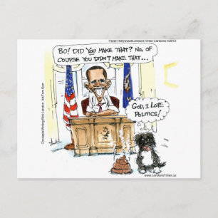 Obama & Bo Satirische Cartoon Cadeaus T-shirts & K Briefkaart