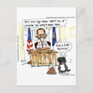 Obama & Bo Satirische Cartoon Cadeaus T-shirts & K Briefkaart