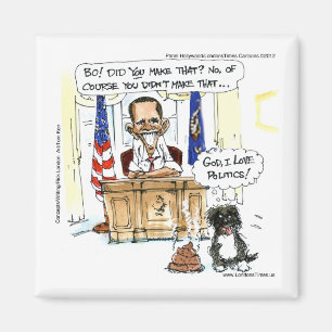 Obama & Bo Satirische Cartoon Cadeaus T-shirts & K Magneet
