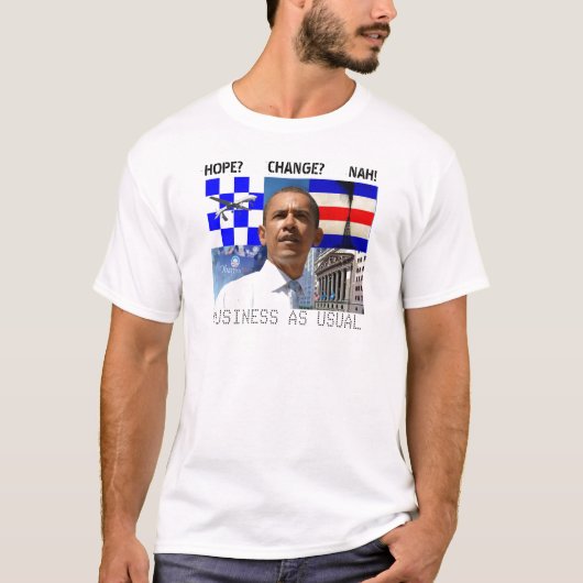 Obama BUSINESS AS USUAL T-shirt (Voorkant)