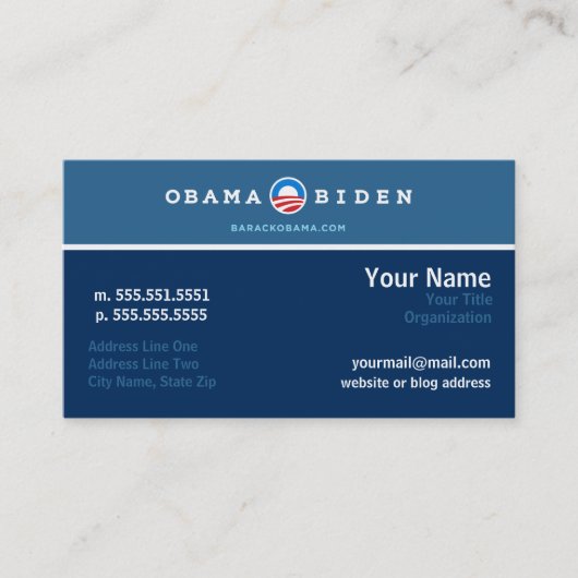 Obama Campaign Networking Card Visitekaartje (Voorkant)