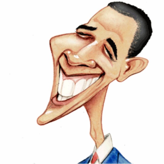 Obama Cartoon Foto scture Staand Fotobeeldje (Voorkant)