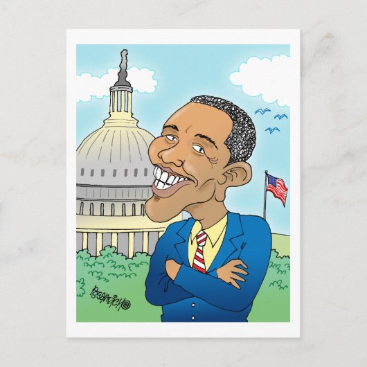 OBAMA CARTOON POST CARDS BRIEFKAART (Voorkant)