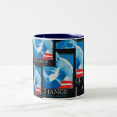 Obama Change Collage Tweekleurige Koffiemok (Center)