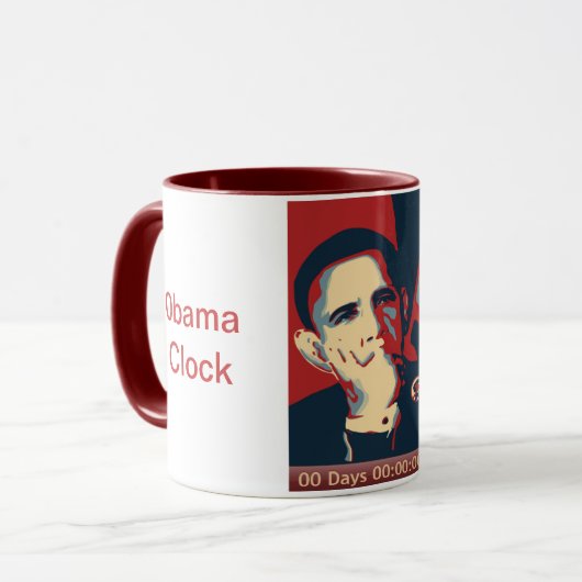 Obama Clock Mok - Maroon (Voorkant links)