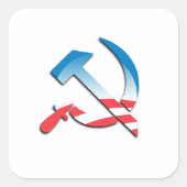 Obama communistisch symbool vierkante sticker (Voorkant)