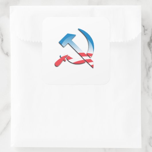 Obama communistisch symbool vierkante sticker (Tas)