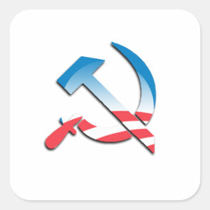 Obama communistisch symbool vierkante sticker
