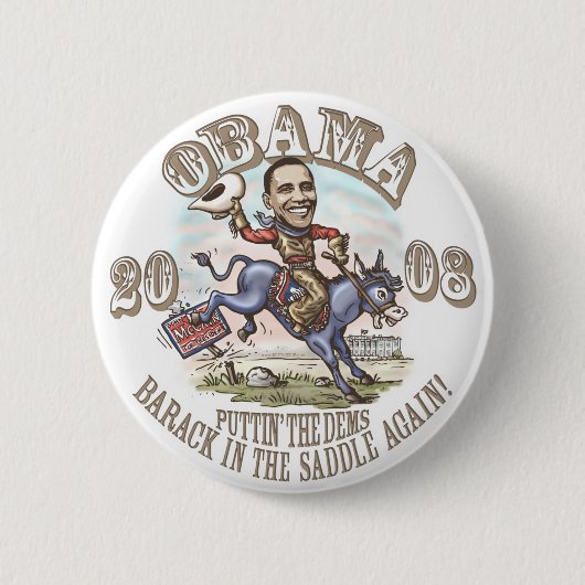 Obama Cowboy 2008 Ronde Button 5,7 Cm (Voorkant)