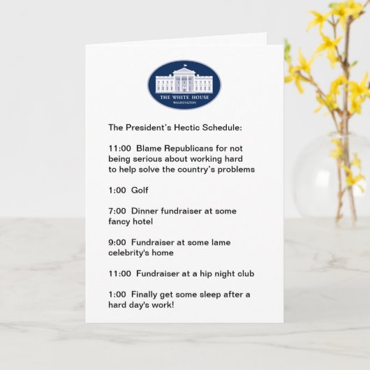 Obama - De Golfer / Fundraiser-in-Chief Kaart (Gele Bloem)