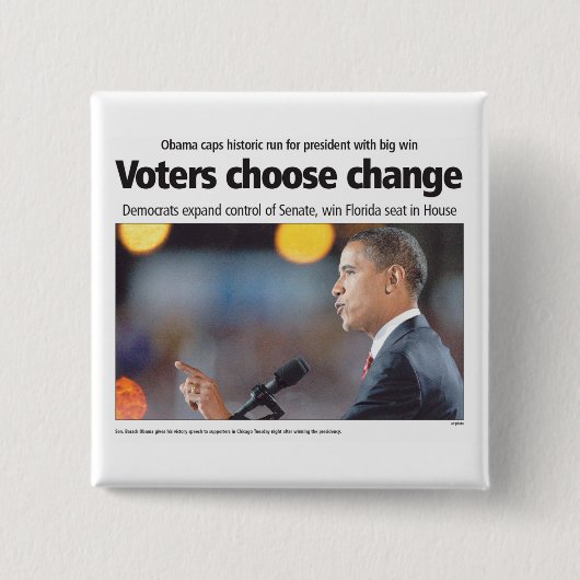 Obama: De kiezers kiezen Button wijzigen (Voorkant)