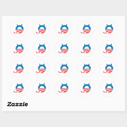 Obama Devil Ronde Sticker (Vel)