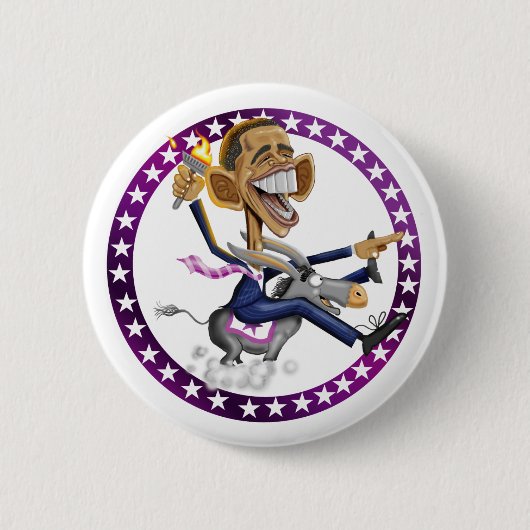 obama-donkerwit ronde button 5,7 cm (Voorkant)