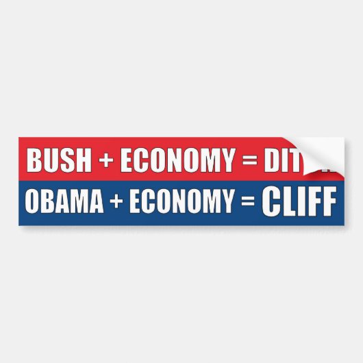 Obama + Economie = CLIFF Bumpersticker (Voorkant)