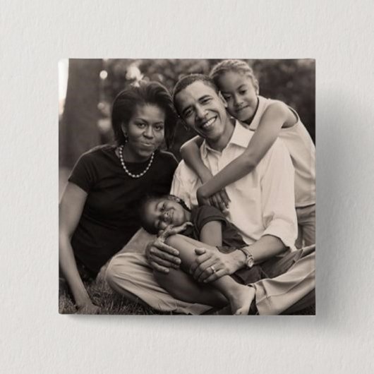 Obama-Eerste Familie Vierkante Button 5,1 Cm (Voorkant)