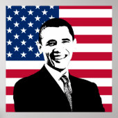Obama en de Amerikaanse vlag Poster (Voorkant)