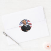 Obama en de Amerikaanse vlag Ronde Sticker (Envelop)
