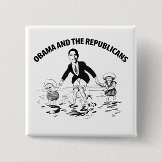 Obama en de Republikeinen Vierkante Button 5,1 Cm
