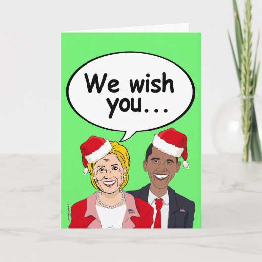Obama en Hillary wensen jullie Amerikaanse Kerstmi Feestdagen Kaart (Voorkant)