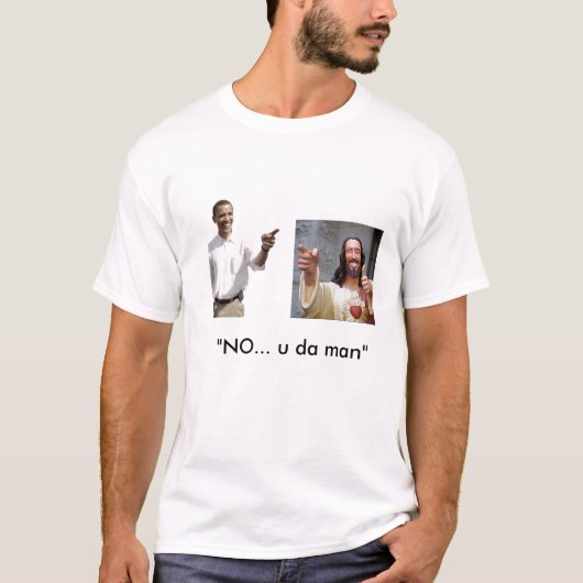 obama , en jesus ( vind het pet om samen te werken t-shirt (Voorkant)