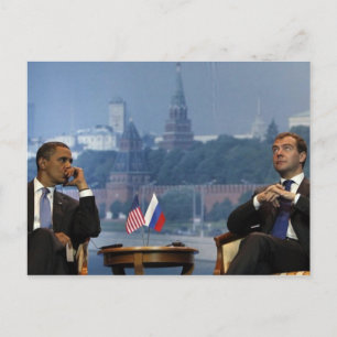 Obama en Medvedev Briefkaart