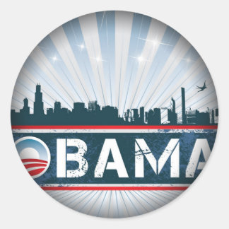 Obama fade to Black Round Stickers
