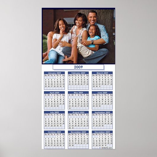 OBAMA FAMILIE KALENDER POSTER (Voorkant)