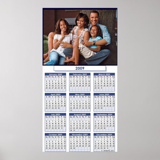 OBAMA FAMILIE KALENDER POSTER - Aangepast (Voorkant)