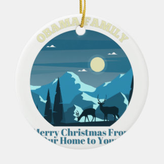 Obama Family Merry Kerstmis uit ons huis Keramisch Ornament