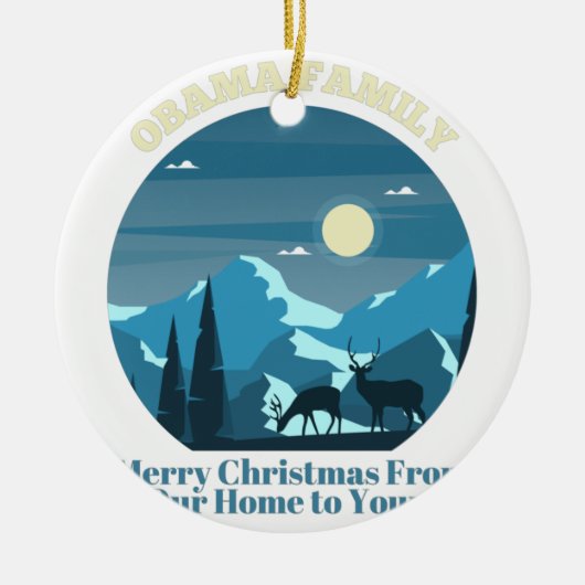 Obama Family Merry Kerstmis uit ons huis Keramisch Ornament (Voorkant)