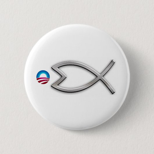 Obama Fish Ronde Button 5,7 Cm (Voorkant)