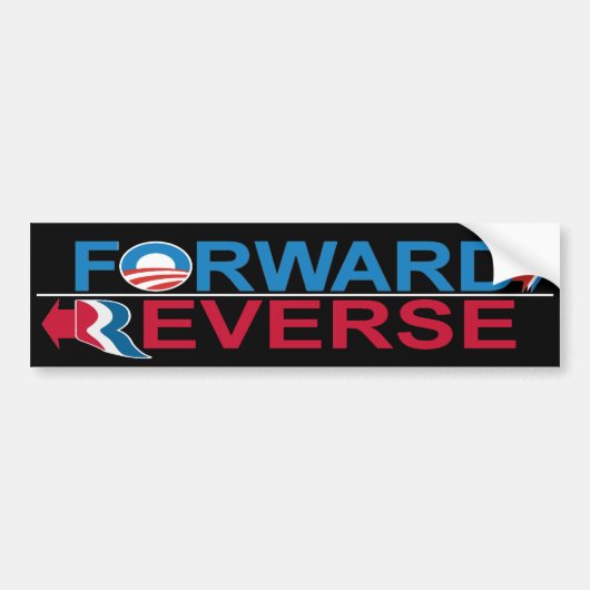 Obama Forward - Romney Reverse Bumpersticker (Voorkant)