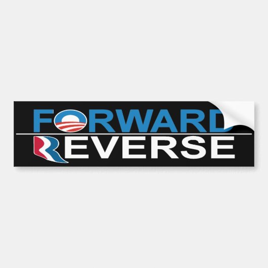 Obama Forward - Romney Reverse Bumpersticker (Voorkant)