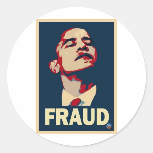 Obama Fraude Ronde Sticker (Voorkant)