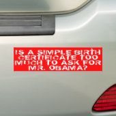 obama geboortebewijs bumper sticker (Op auto)