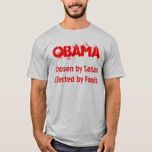 OBAMA, gekozen door SatanElected by Fools T-shirt (Voorkant)