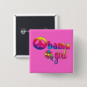 Obama Girl Vierkante Button 5,1 Cm (Voorkant /achterkant)
