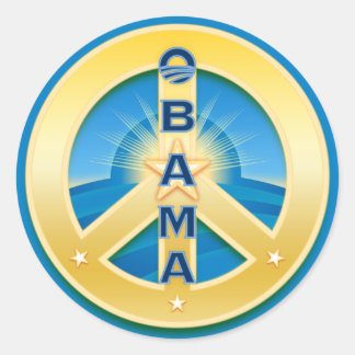 Obama GoldStar Peace Stickers, blauw Ronde Sticker