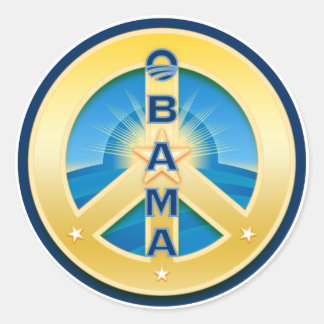 Obama GoldStar Peace Stickers, op wit Ronde Sticker