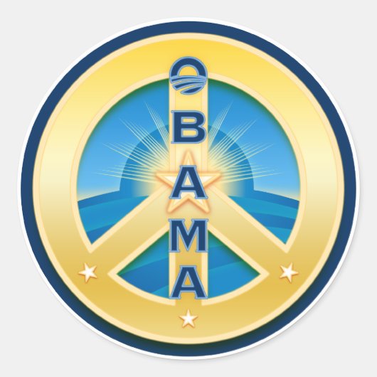 Obama GoldStar Peace Stickers, op wit Ronde Sticker (Voorkant)