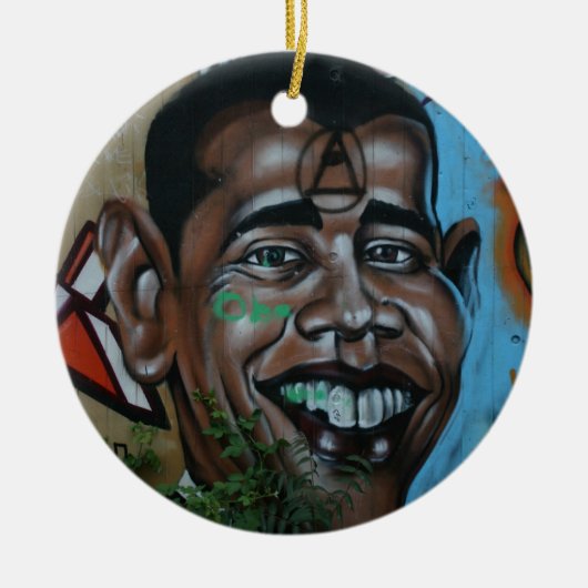 Obama Graffiti Keramisch Ornament (Voorkant)